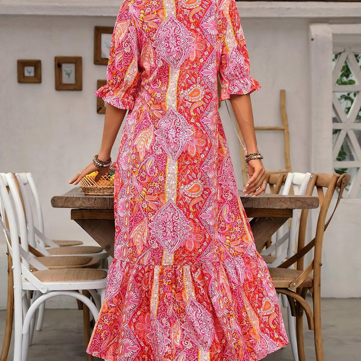 Aniy – Sommerkleid mit Blumenmuster und V-Ausschnitt