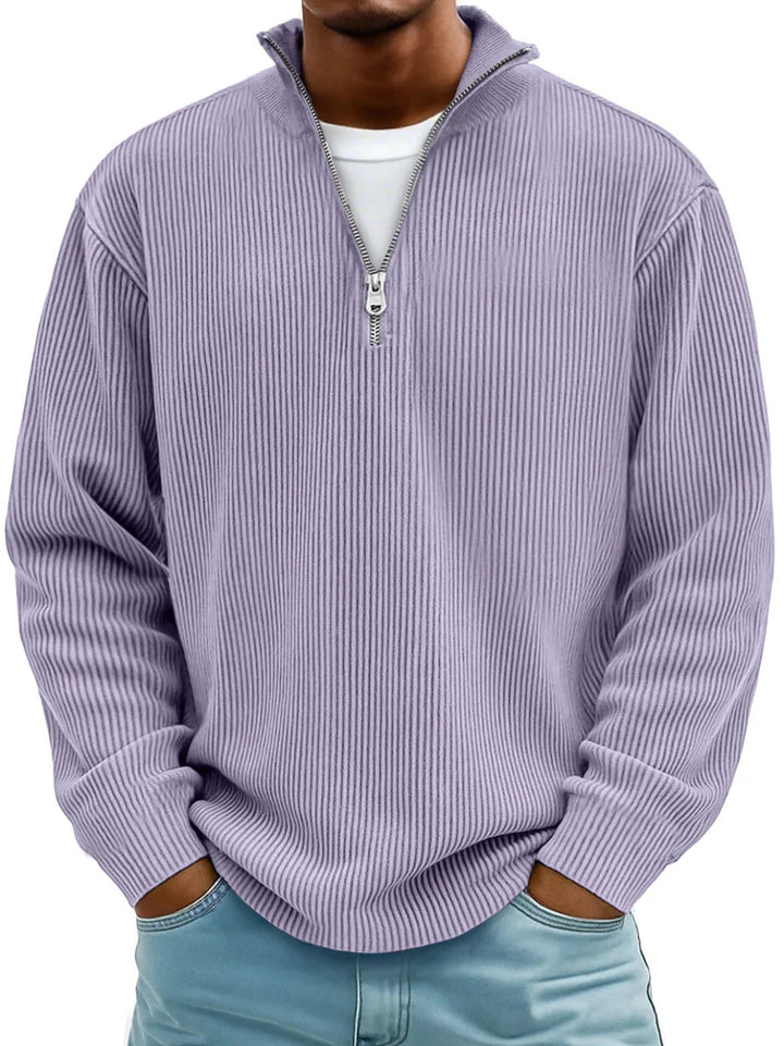 Trestan – Gerippter Pullover mit Langen Ärmeln und Viertelreißverschluss