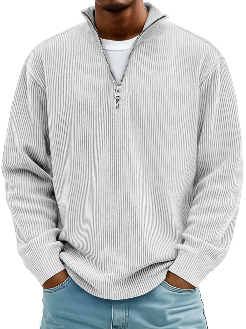 Trestan – Gerippter Pullover mit Langen Ärmeln und Viertelreißverschluss
