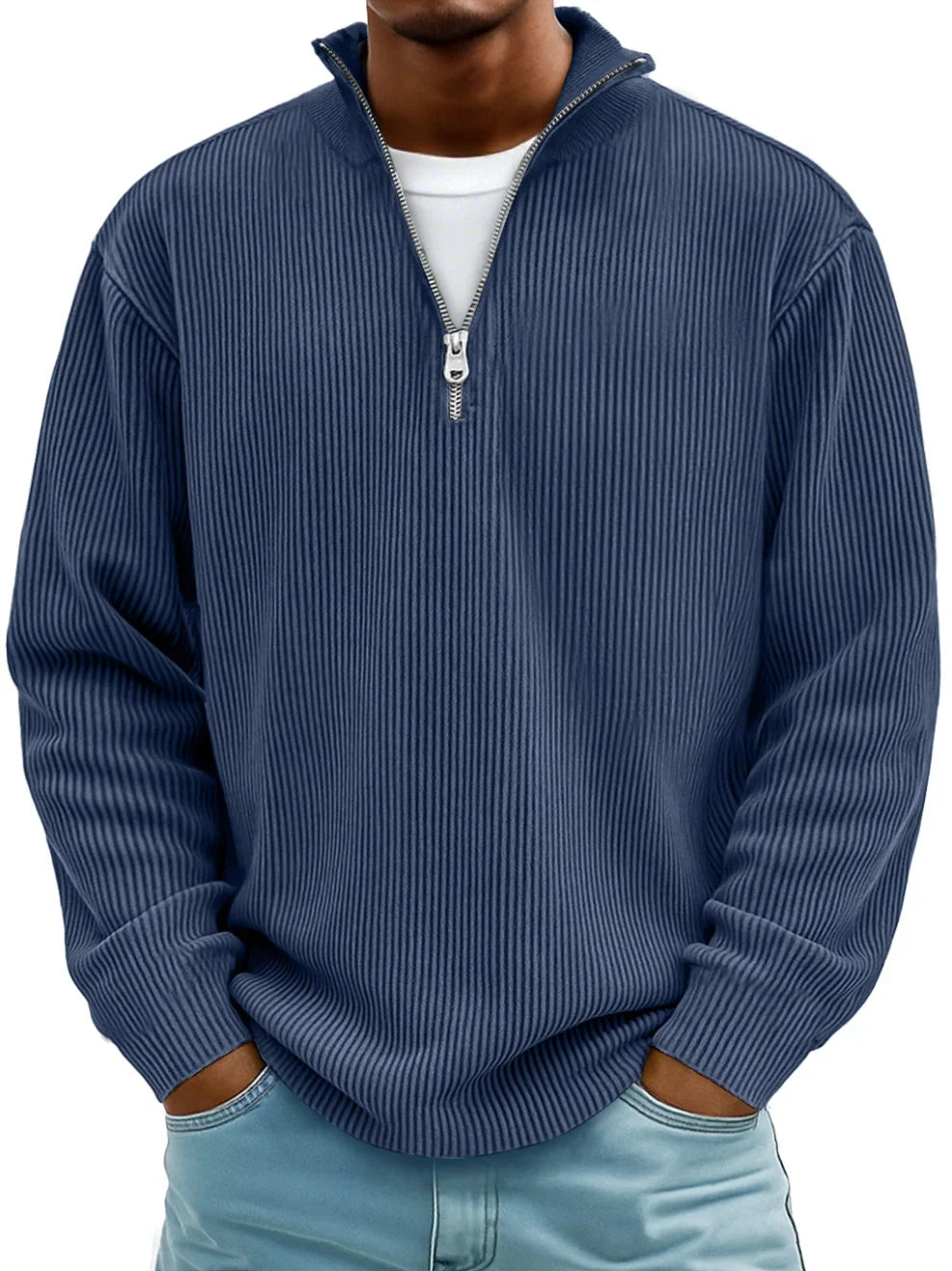 Trestan – Gerippter Pullover mit Langen Ärmeln und Viertelreißverschluss