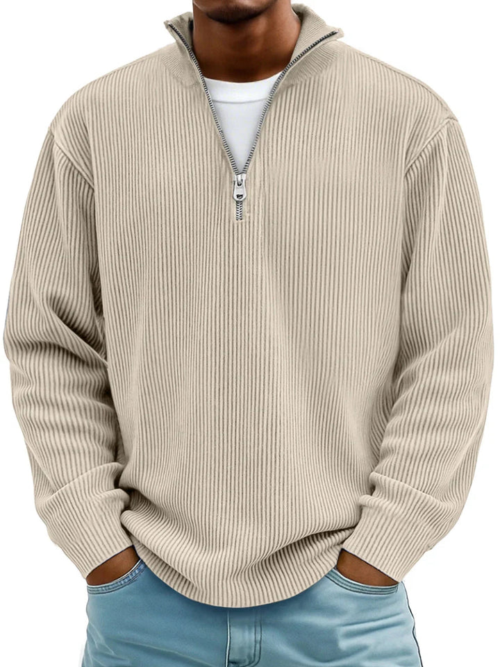 Trestan – Gerippter Pullover mit Langen Ärmeln und Viertelreißverschluss