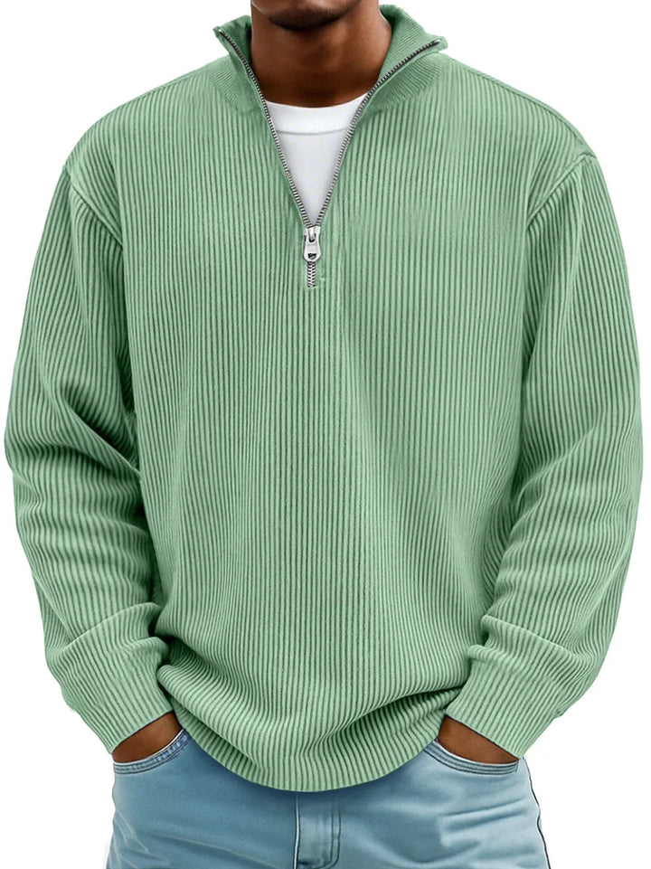 Trestan – Gerippter Pullover mit Langen Ärmeln und Viertelreißverschluss
