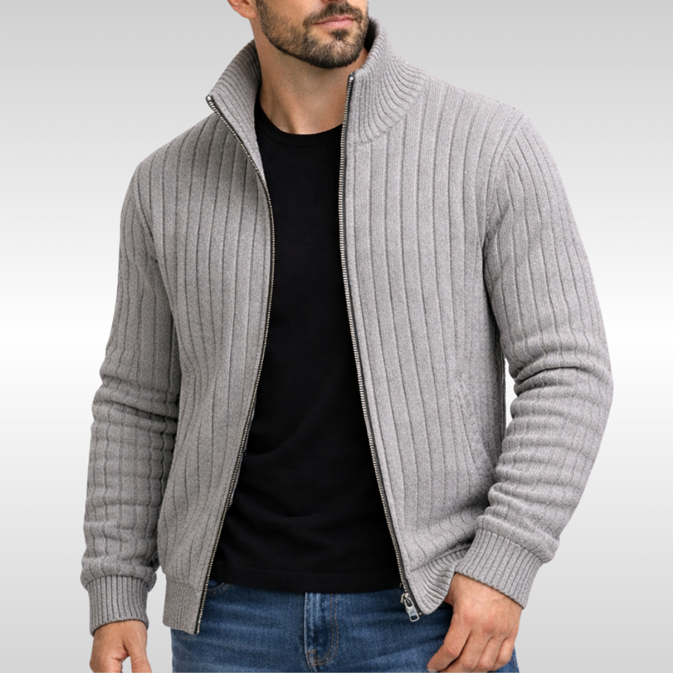Roald – Klassische Strickjacke Mit Reißverschluss