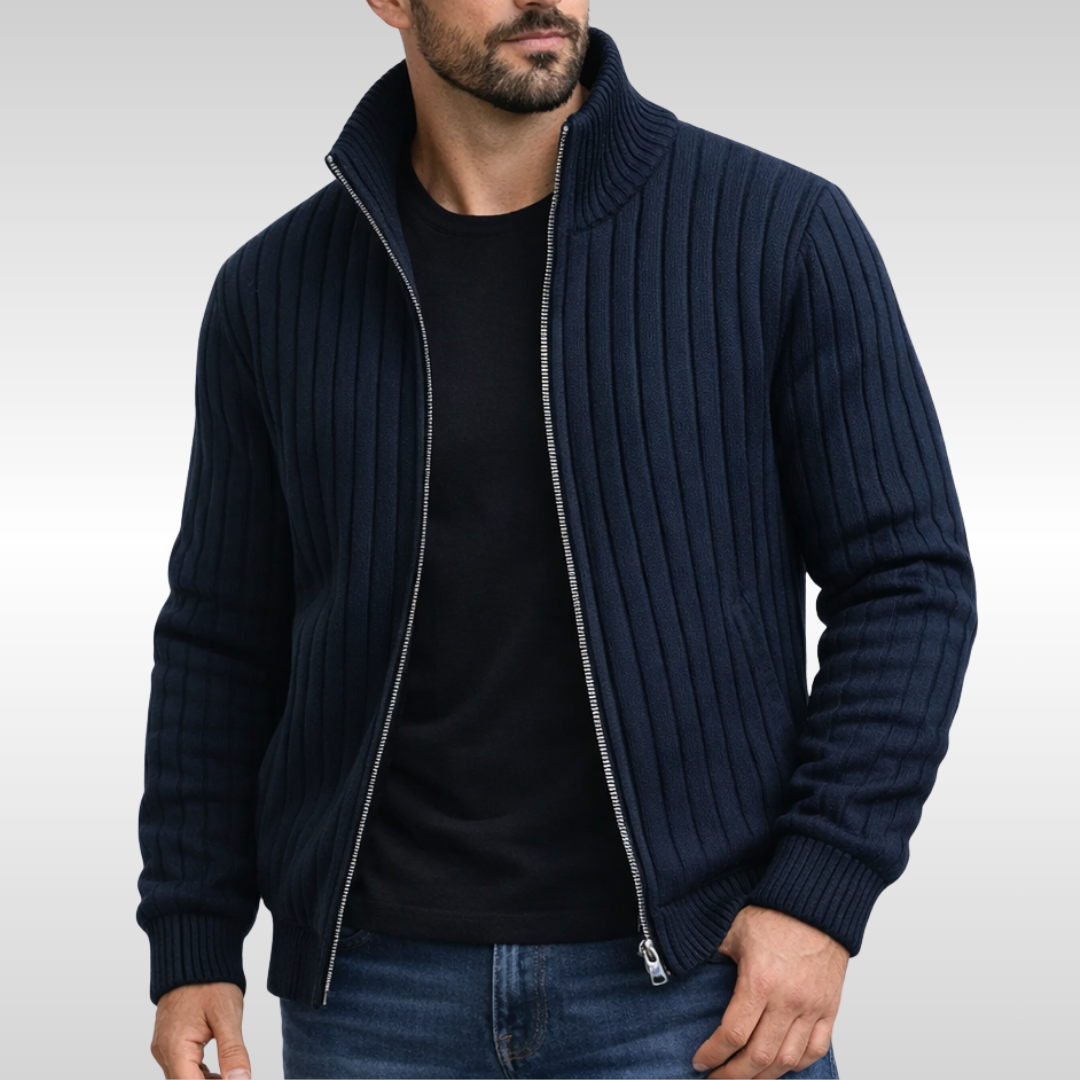 Roald – Klassische Strickjacke Mit Reißverschluss