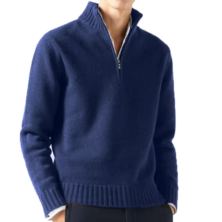 Larsen – Strickpullover Mit Halbem Reißverschluss
