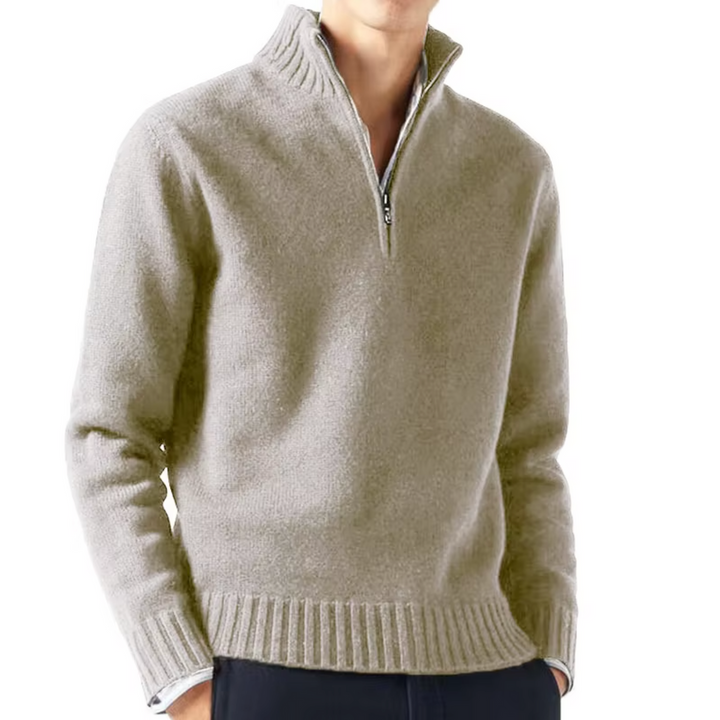 Larsen – Strickpullover Mit Halbem Reißverschluss