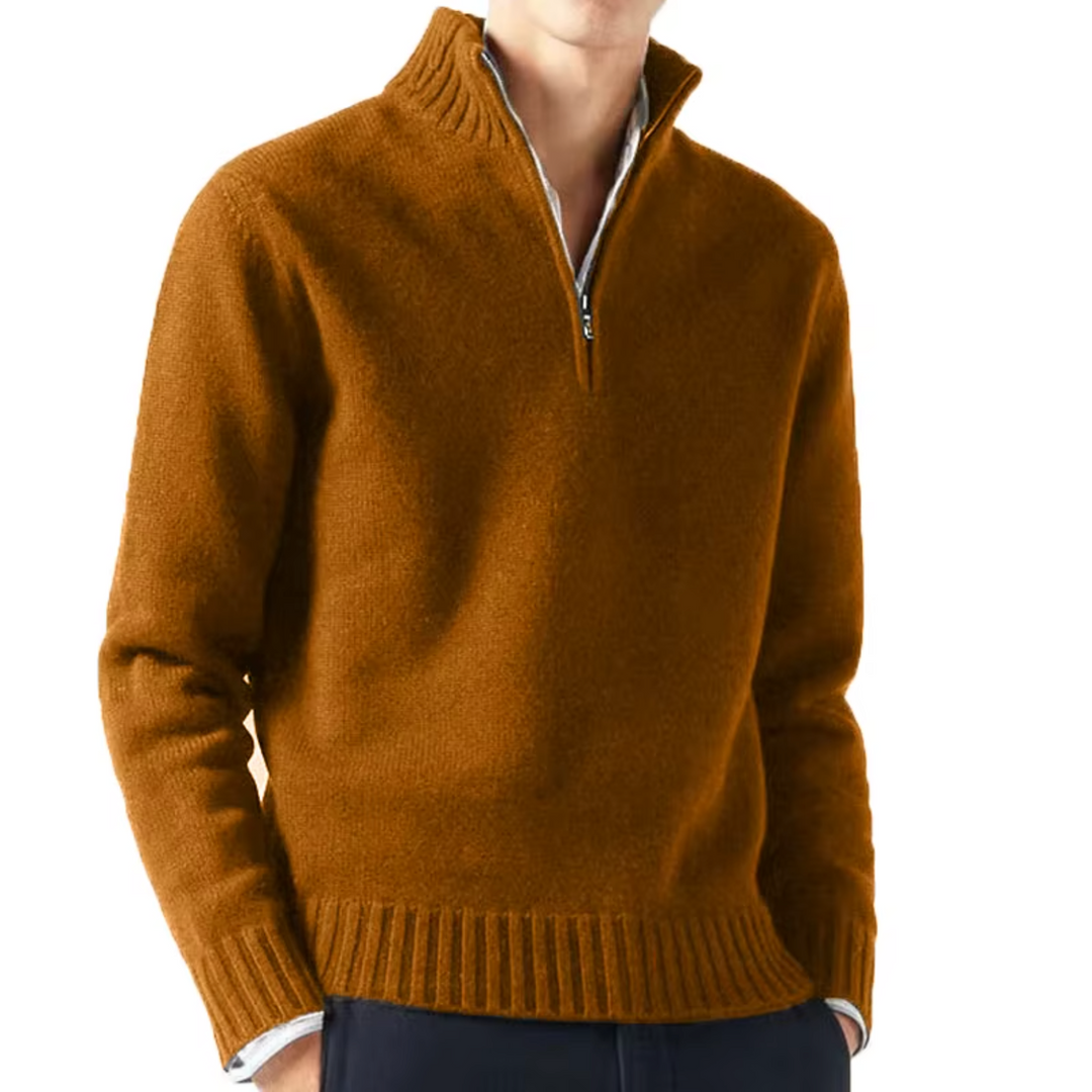 Larsen – Strickpullover Mit Halbem Reißverschluss