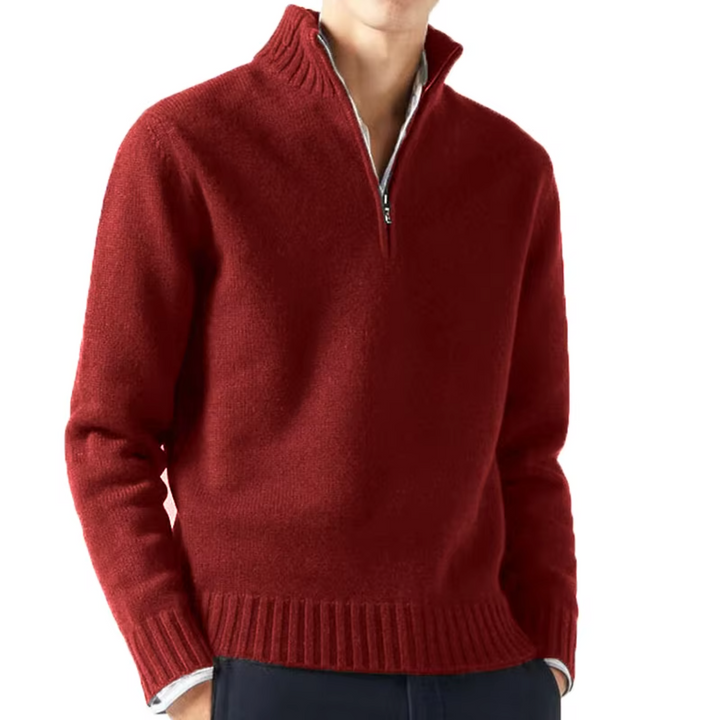 Larsen – Strickpullover Mit Halbem Reißverschluss