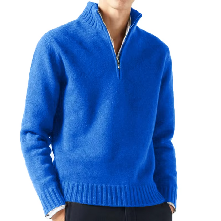 Larsen – Strickpullover Mit Halbem Reißverschluss