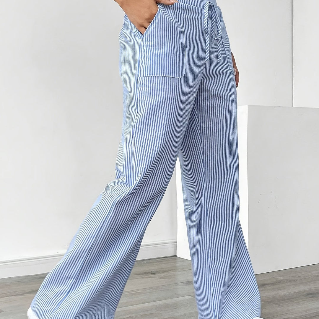 Sunnyi – Lässige Gestreifte Hose Mit Weitem Bein