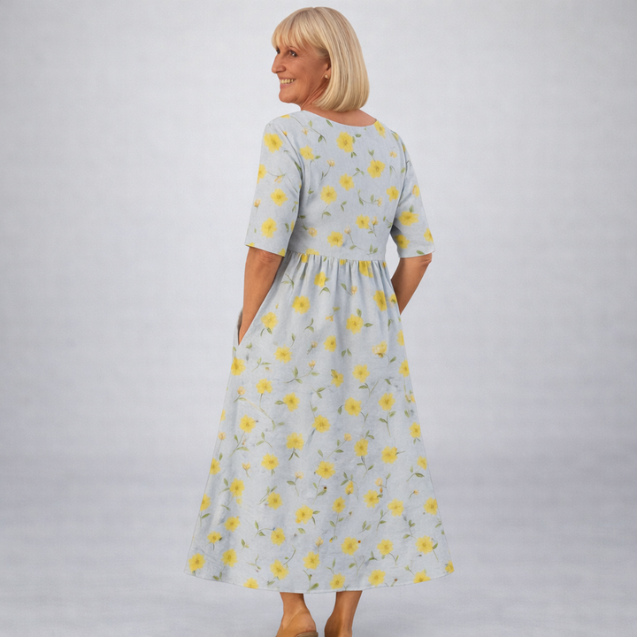 Zunia – Midi-Kleid Mit Blumenmuster Und Taschen