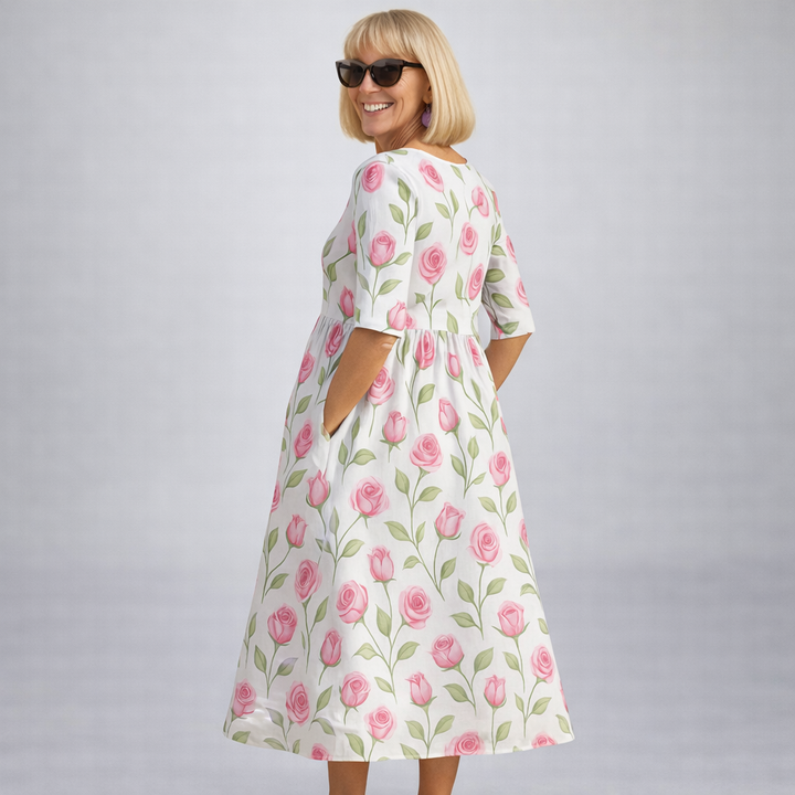 Zunia – Midi-Kleid Mit Blumenmuster Und Taschen