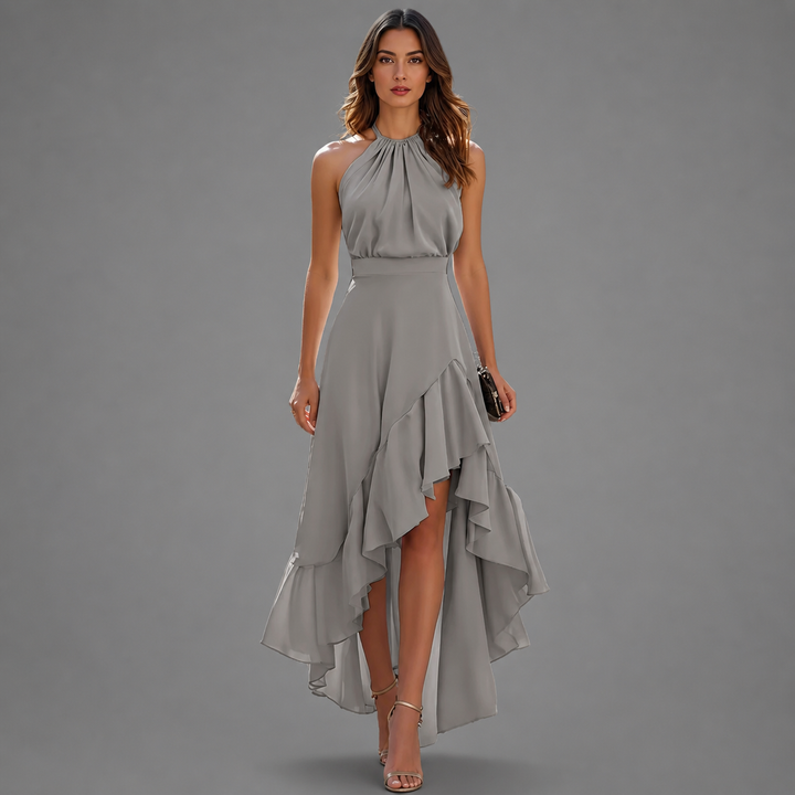 Benetou - Maxikleid Mit Neckholder Und Rüschen Vorne Kurz Hinten Lang