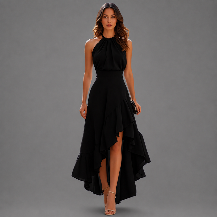 Benetou - Maxikleid Mit Neckholder Und Rüschen Vorne Kurz Hinten Lang