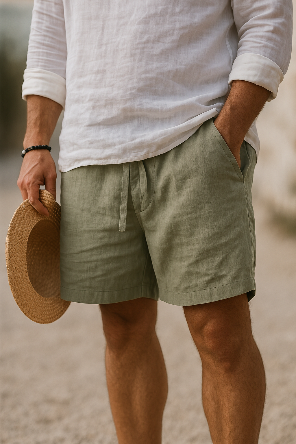 Kaleb – Elegante Leinen Shorts Mit Elastisch