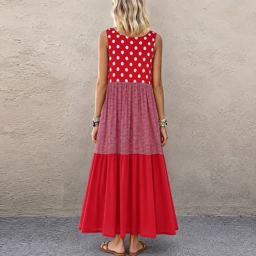 Shezina – Ärmelloses Patchwork-Kleid