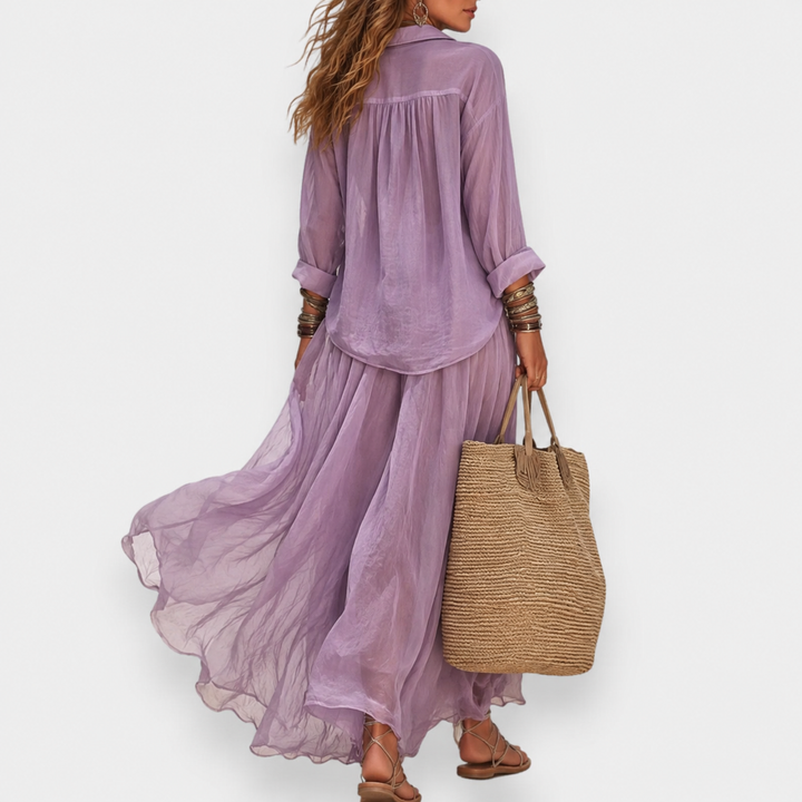 Luena – Set Aus Bluse Und Langem Faltenrock