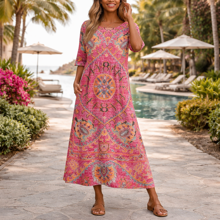 Medeina - Stilvolles Kleid Mit Drucken