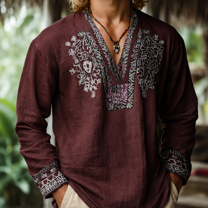 Tayson – Sommer Hemd Im Bohemian-Stil Mit Stickerei