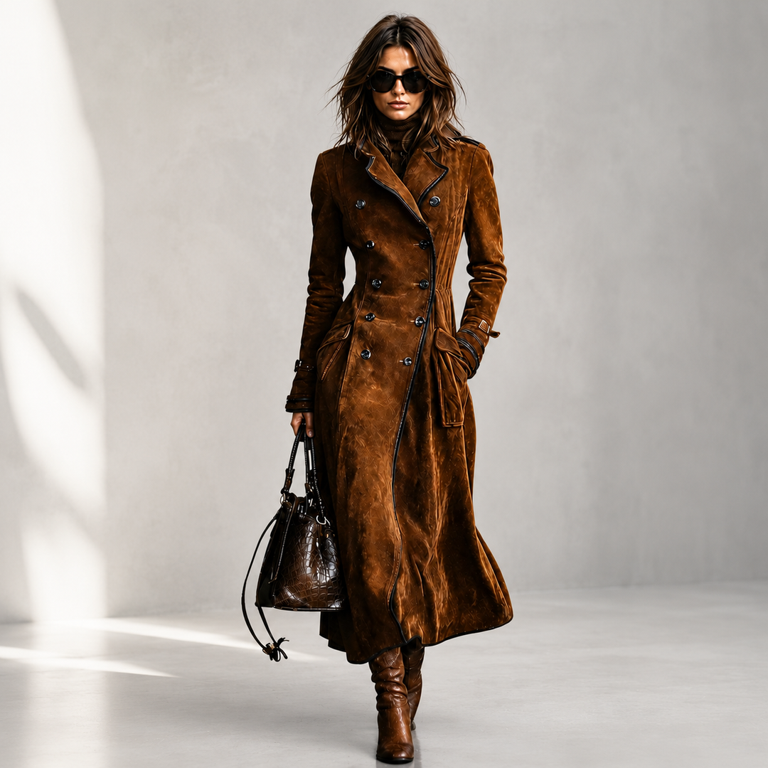 Derya - Langer Trenchcoat Aus Wildleder