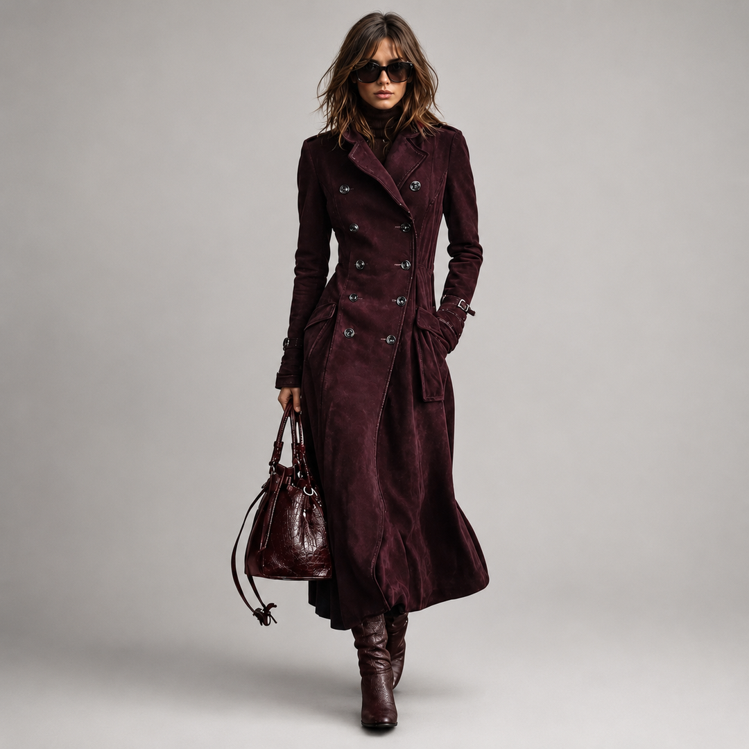 Derya - Langer Trenchcoat Aus Wildleder