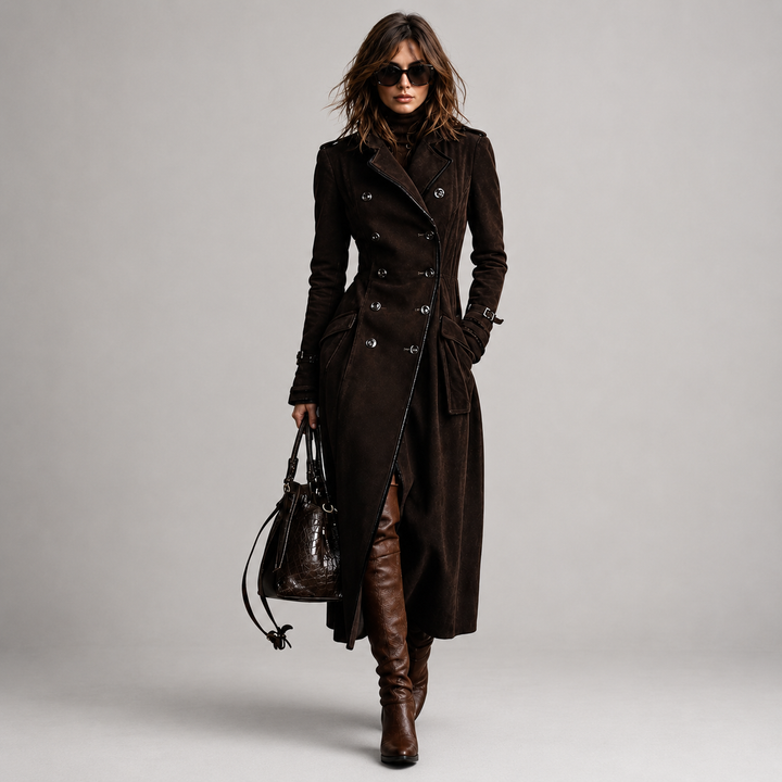 Derya - Langer Trenchcoat Aus Wildleder