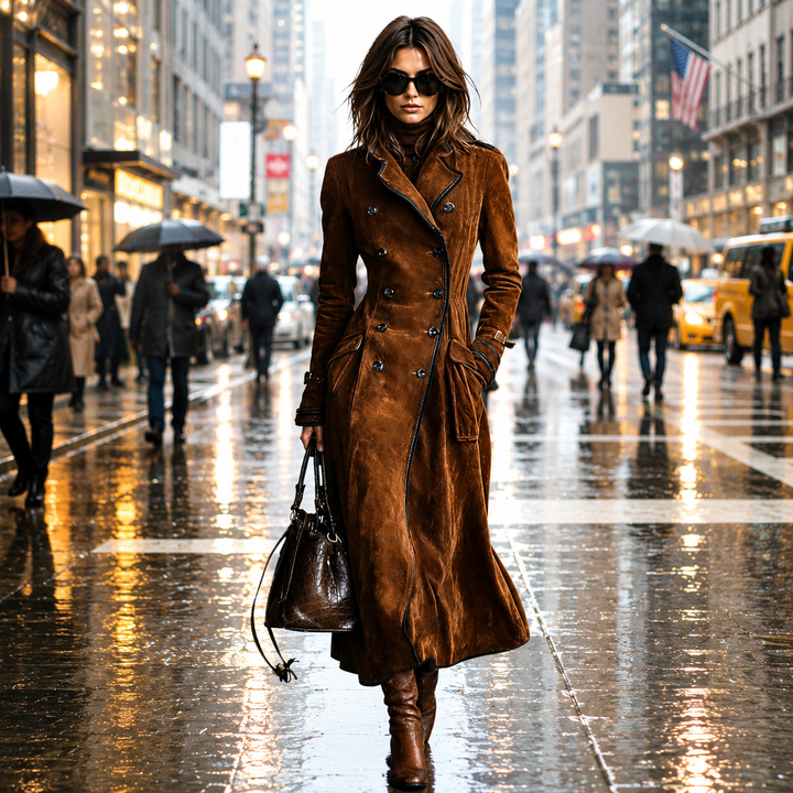 Derya - Langer Trenchcoat Aus Wildleder