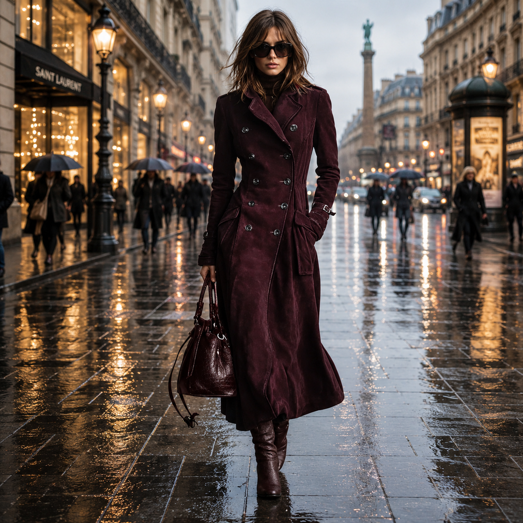 Derya - Langer Trenchcoat Aus Wildleder