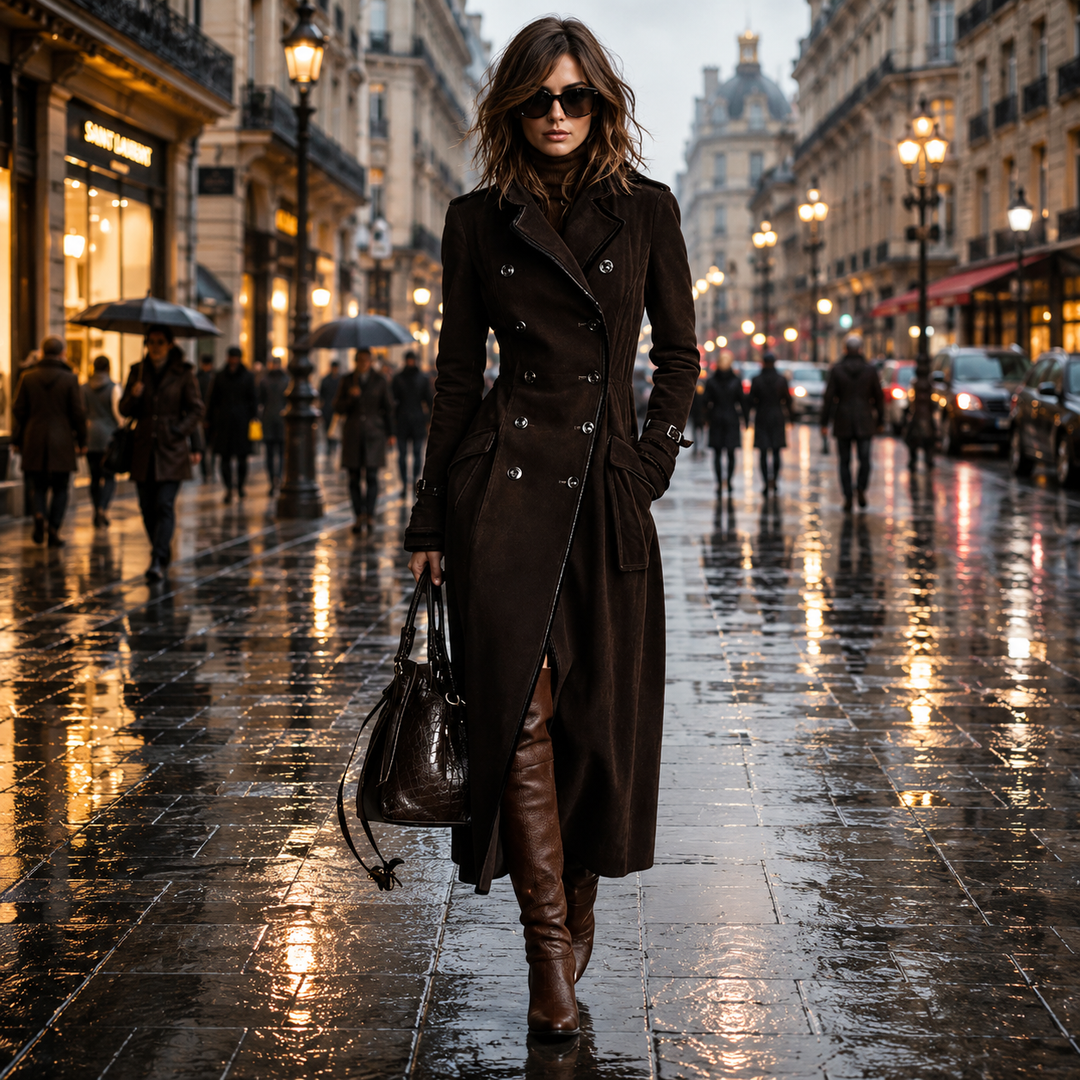Derya - Langer Trenchcoat Aus Wildleder