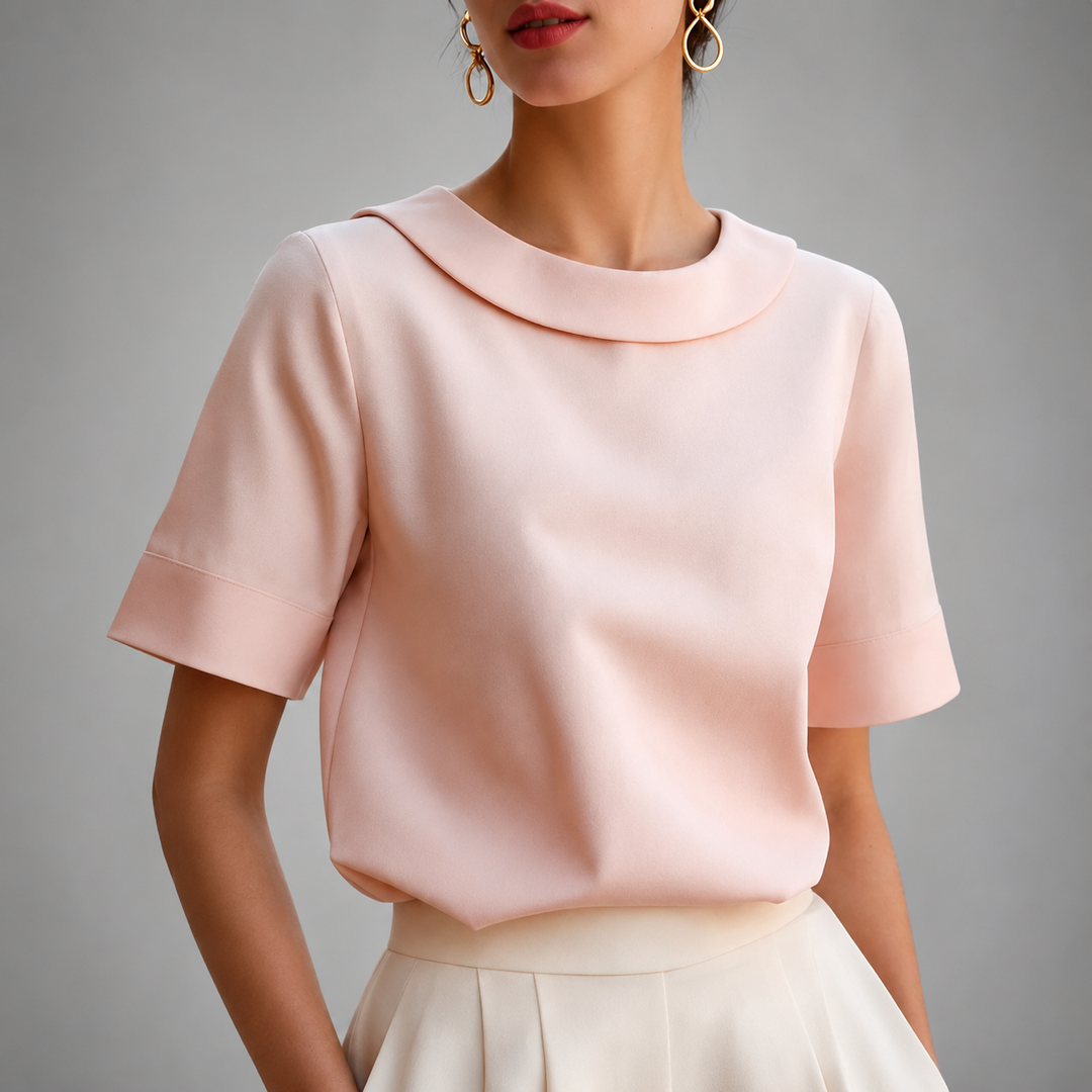 Genila – Bluse Mit Kurzen Ärmeln Und Rundkragen