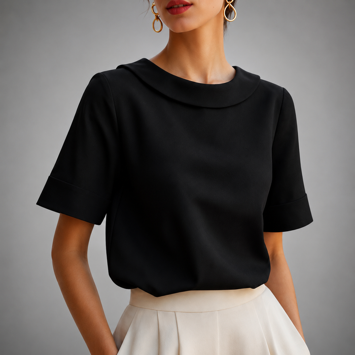 Genila – Bluse Mit Kurzen Ärmeln Und Rundkragen