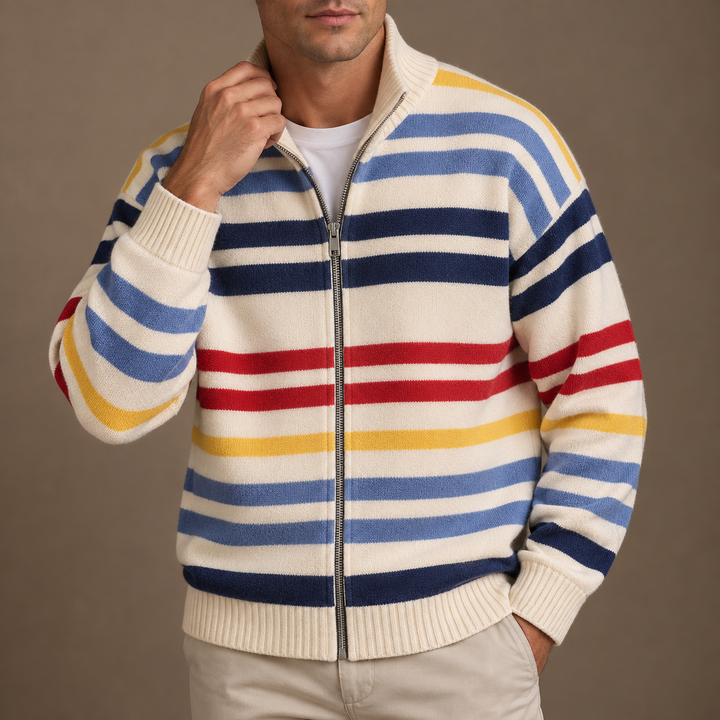 Wirasak – Strickjacke mit Bunten Streifen Und Reißverschluss
