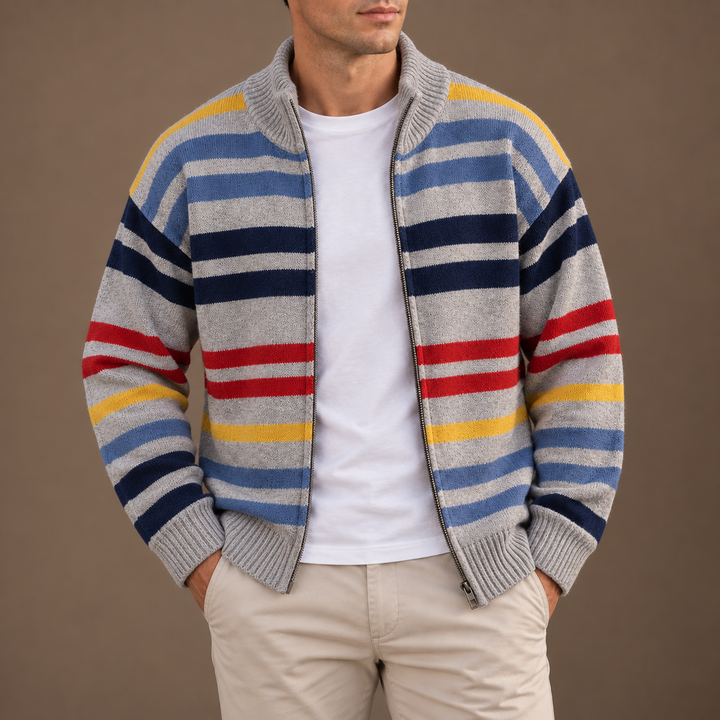 Wirasak – Strickjacke mit Bunten Streifen Und Reißverschluss