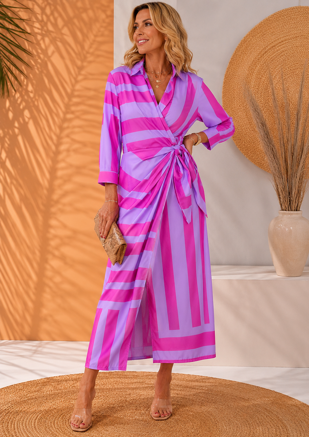 Olivera - Elegantes Maxikleid Mit Bindeband