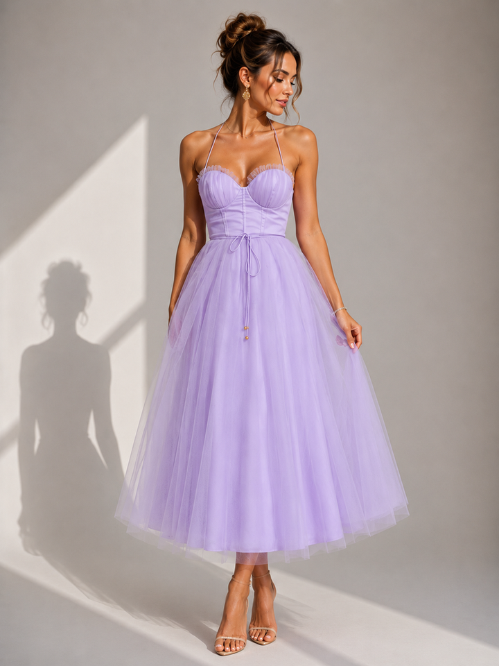 Chiyoko - Elegant Midi Dress With Open Back