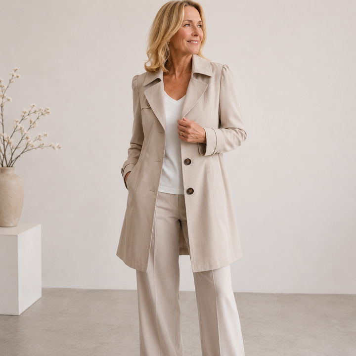 Ellice - Langärmeliger Trenchcoat Mit Knöpfen