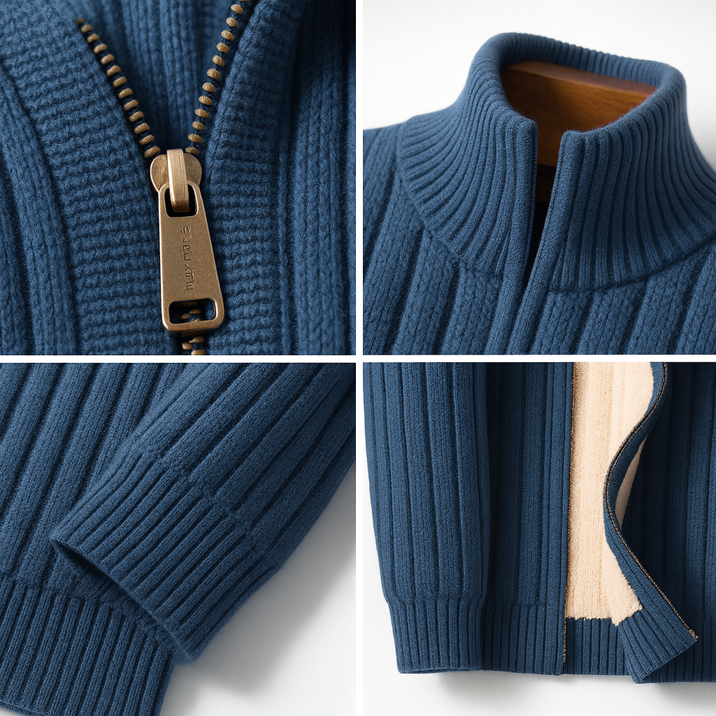 Roald – Klassische Strickjacke Mit Reißverschluss