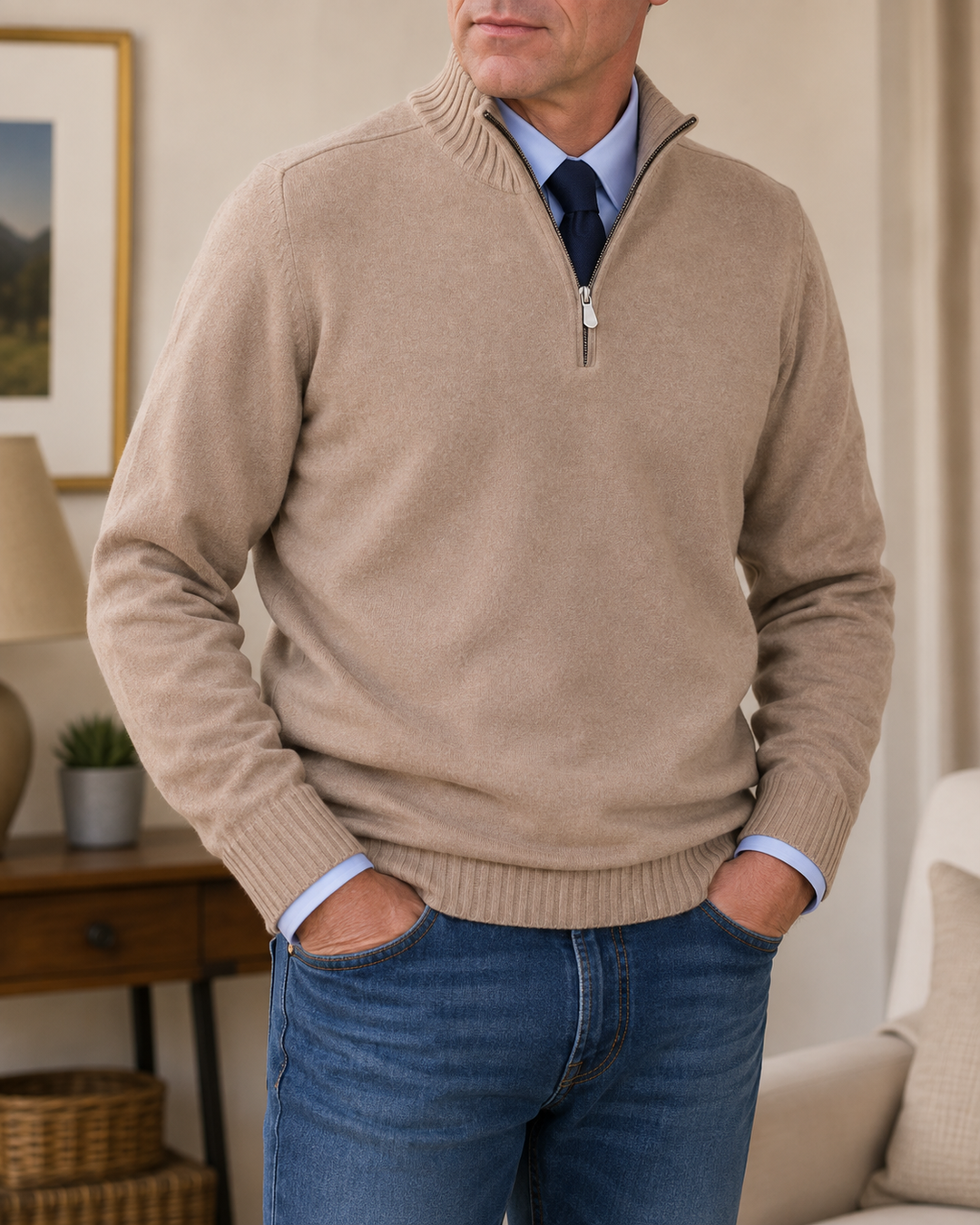Abdel – Langarmpullover Mit Viertelreißverschluss