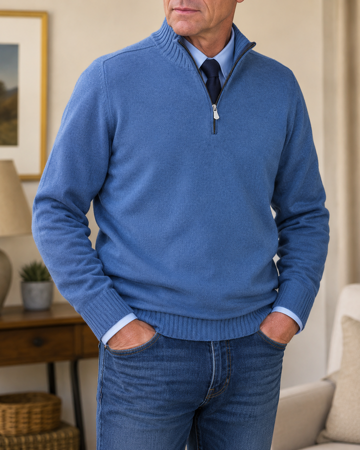 Abdel – Langarmpullover Mit Viertelreißverschluss