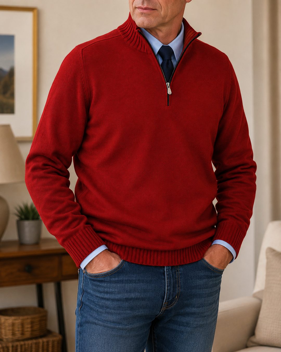Abdel – Langarmpullover Mit Viertelreißverschluss