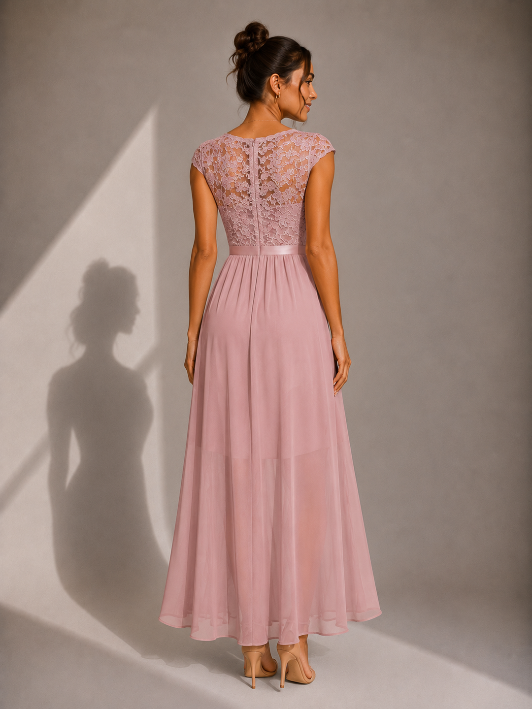 Yoanna - Stilvolles Maxi Kleid Mit Schnürung Und Rüschen