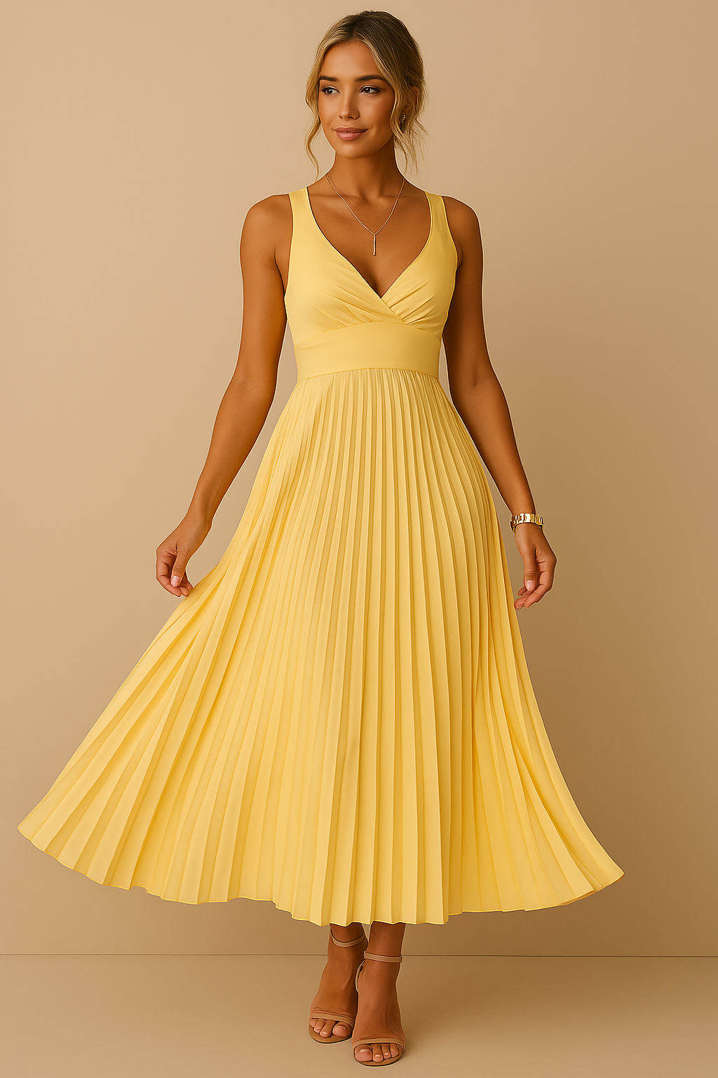 Tuuliki – Ärmelloses Midi Kleid Mit Plissee