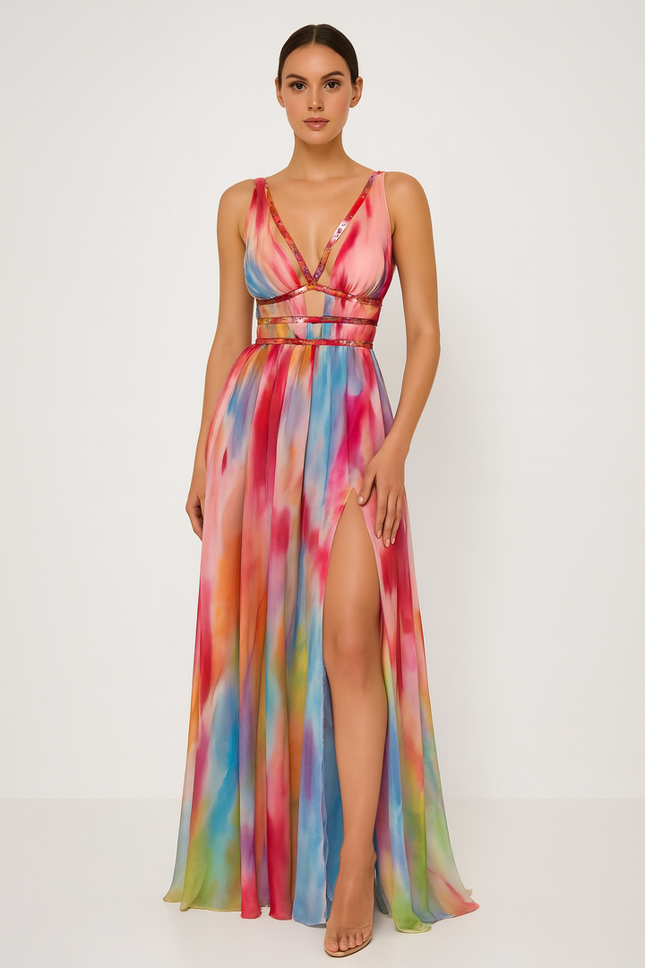Maggie – Modisches Gemaltes Maxi Kleid