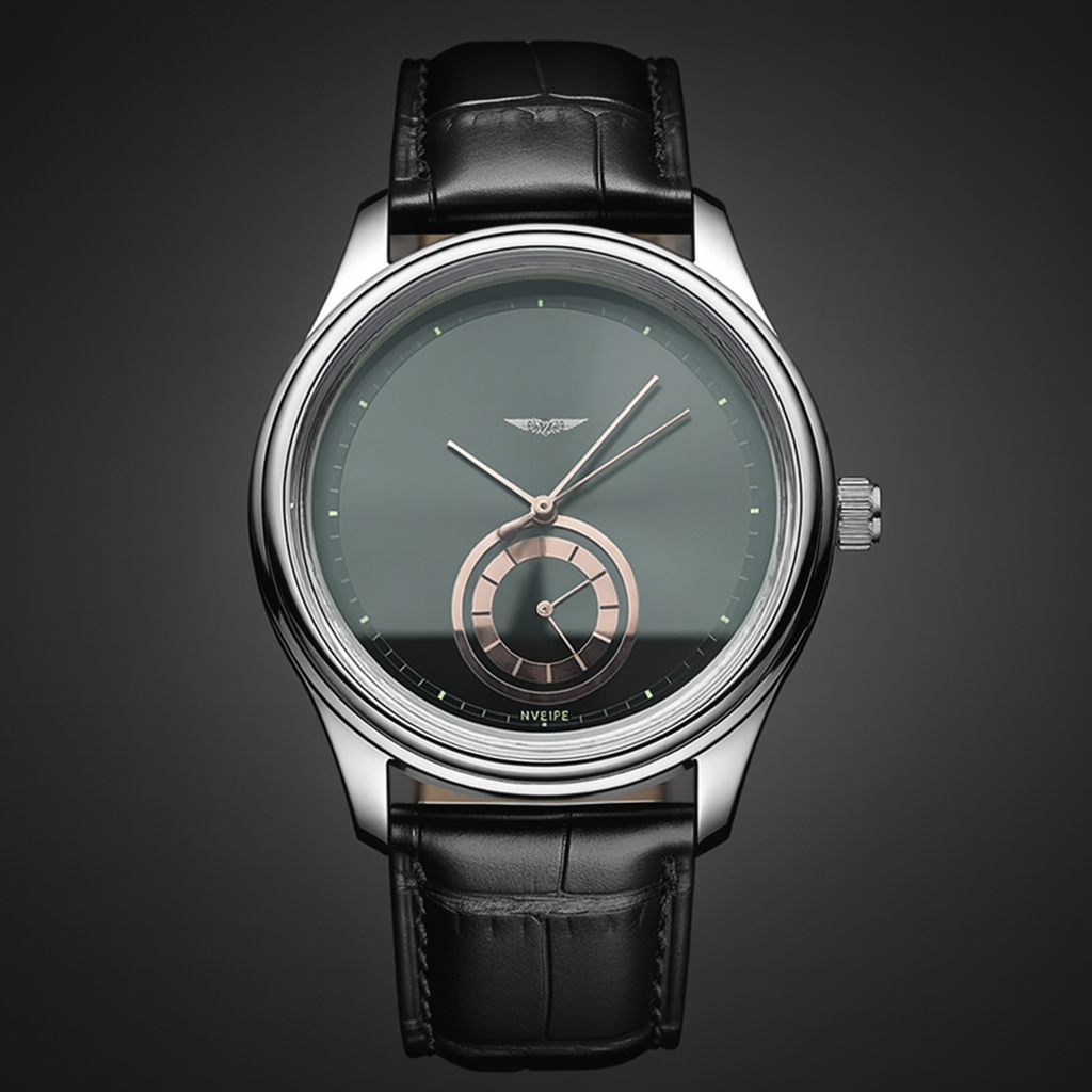 AurexTime – Klassische Lederuhr Mit Zweifarbigem Goldenem Zifferblatt