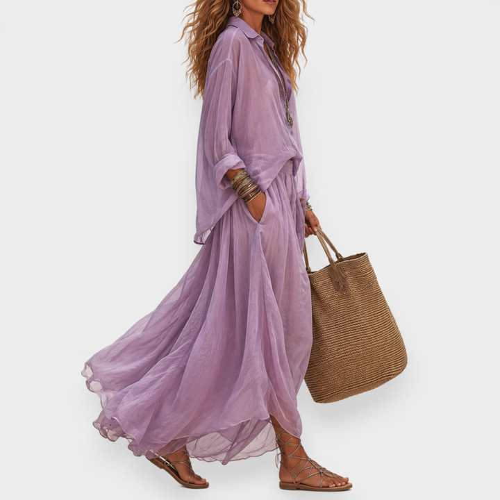 Luena – Set Aus Bluse Und Langem Faltenrock
