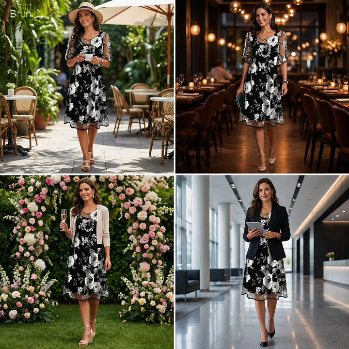 Noay - Elegantes Chiffonkleid Mit Blumenmuster