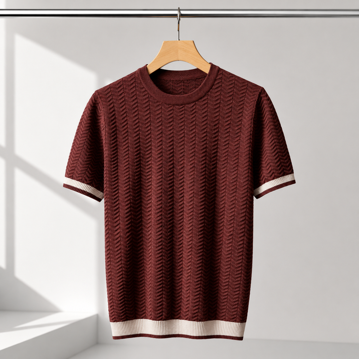 Reagan – Strukturierter Pullover mit Kurzen Ärmeln Aus Strick