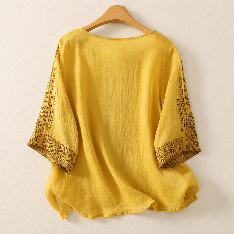 Zaanfi - Bestickte Leinen Bluse