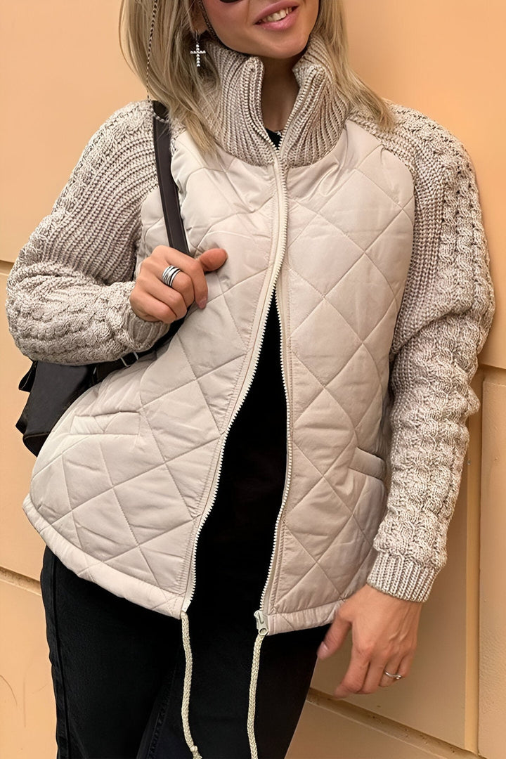 Leonarda - Gestrickt Patchwork Reißverschluss Jacke
