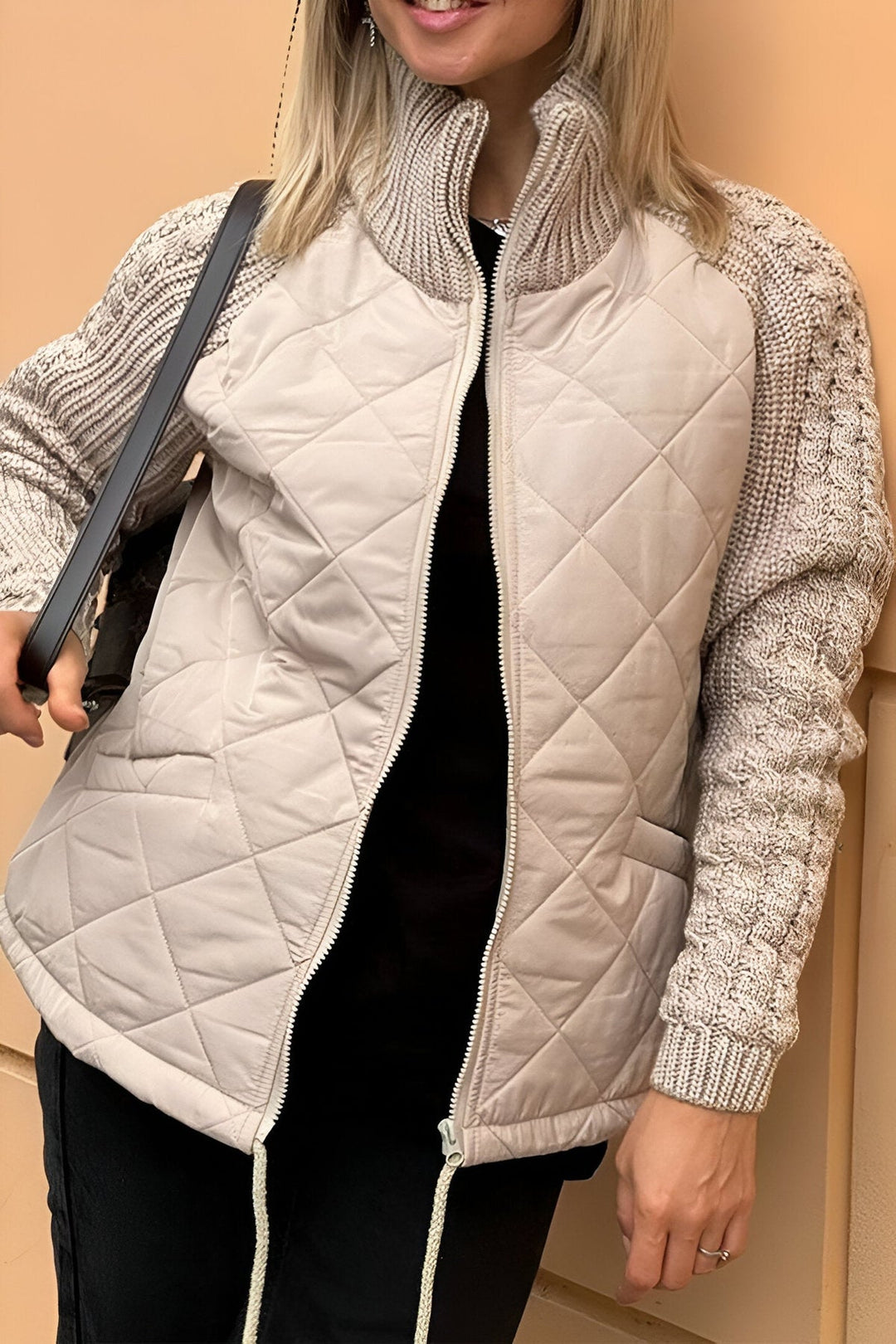 Leonarda - Gestrickt Patchwork Reißverschluss Jacke